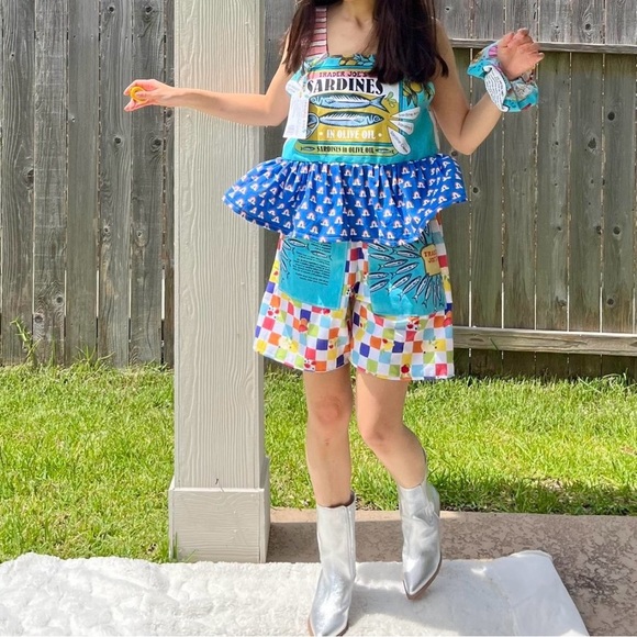 Handmade Top&Shorts Set | Trader Joe’s SKU 06226 Sardine Fish/Big Pockets - Picture 8 of 8